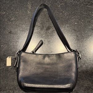 Coach mini, Black, vintage shoulder bag purse, 8”x 5”.
